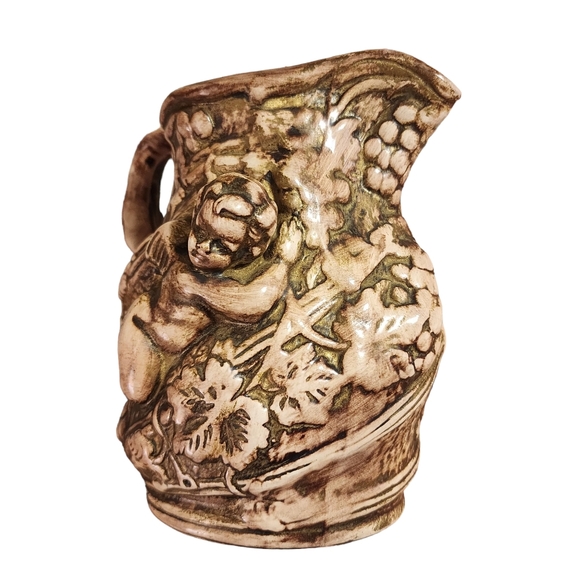 Newell Studios Ceramic Cherub Pitcher | Vintage Brown Glazed Pitcher - Picture 8 of 15